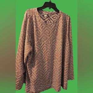 Ava & Viv Geometric Print Long Sleeve Blouse - Size: 3X